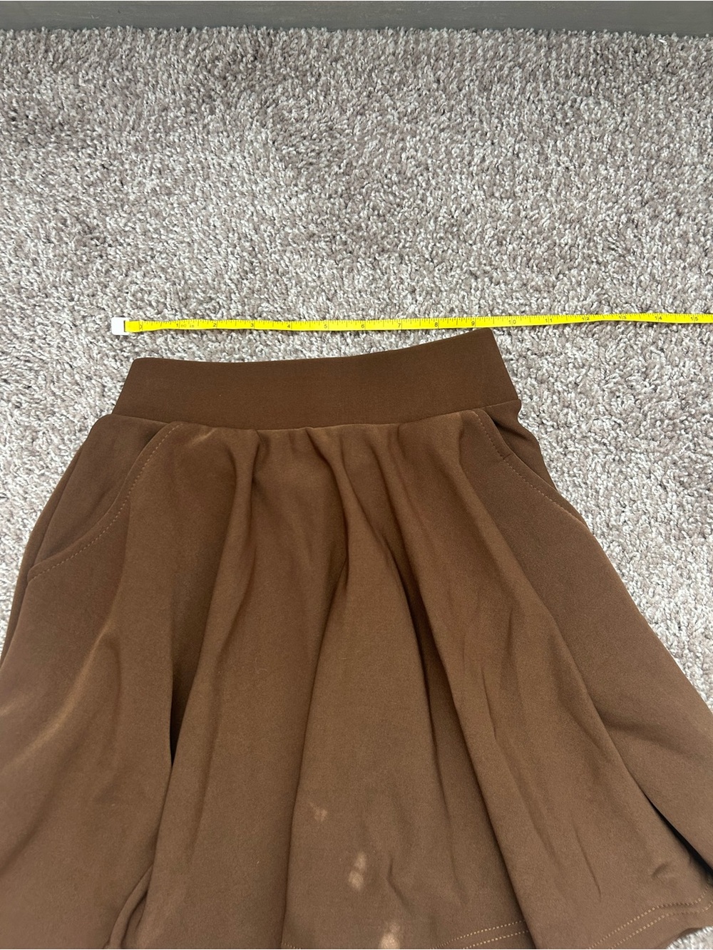 Brown Circle Skirt with Wide Comfort Waistband